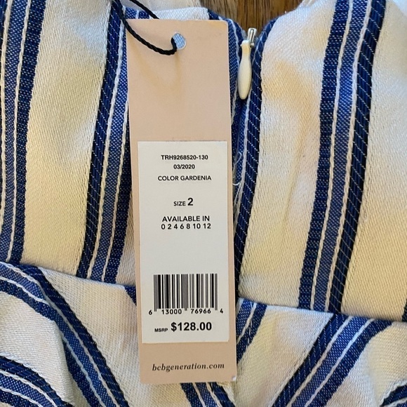 BCBG Generation Size 2 small striped peplum jumpsuit with flare leg new … - Picture 8 of 10